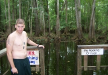 Tough call, but Tom decides not to swim in Little Blue Springs