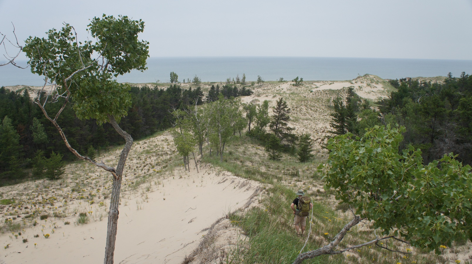nordhouse dunes ridgeline hiking to camp