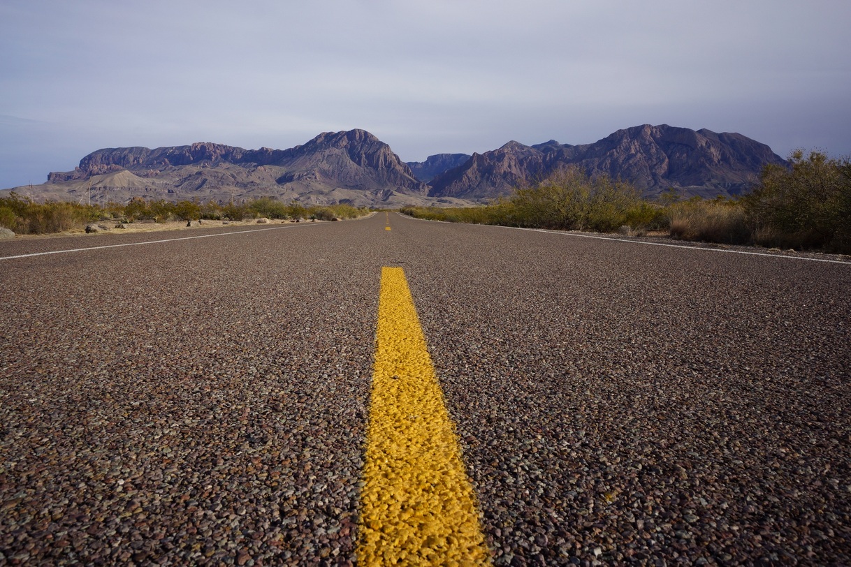 road to the chisos mountains in big bend national park