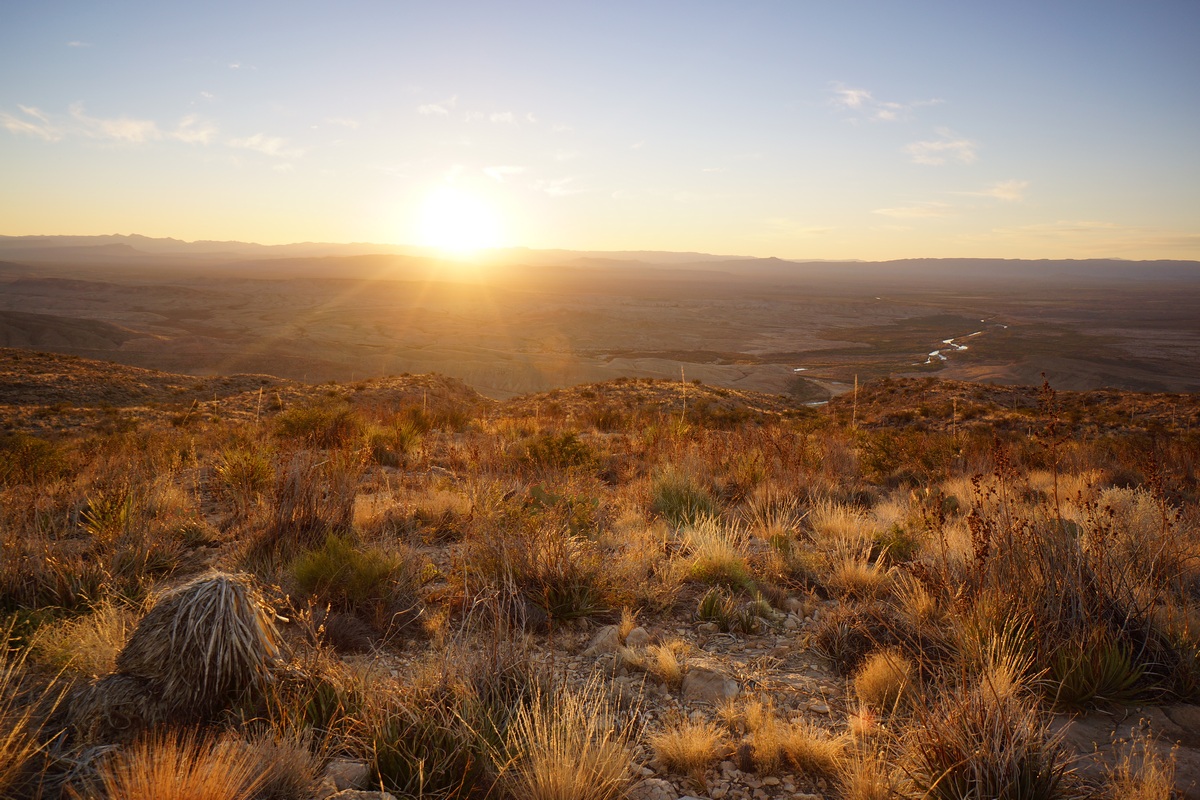 sun setting in mexico, view from the mariscal canyon rim