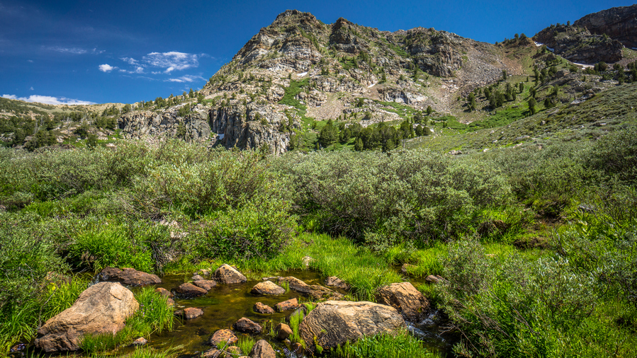 view of mountain peak from third boulder creek