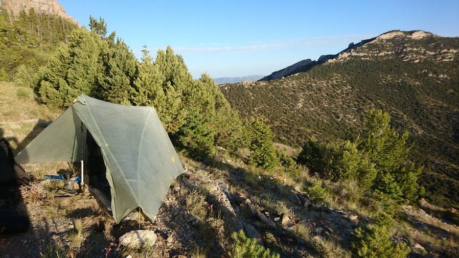 basin and range trail thru hike campsite in the goshute range