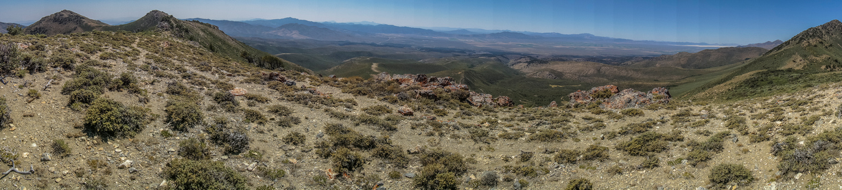 panorama photo of trail on crest of nevada mountain range