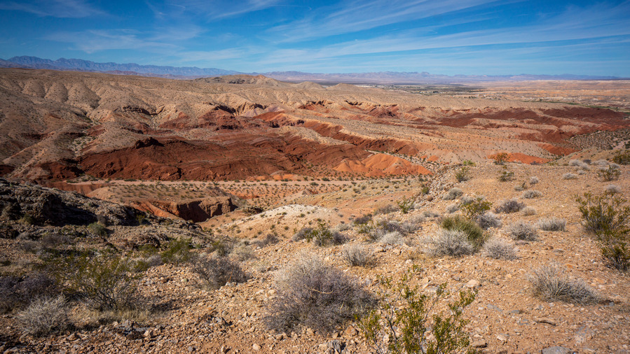 colorful hills in nevada desert while hiking