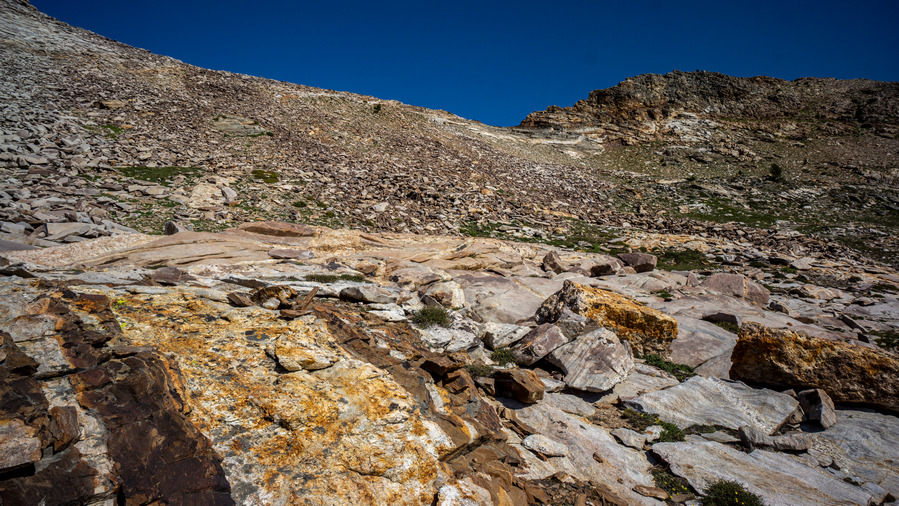 rocky ridgeline at mountain pass in ruby mountains nevada
