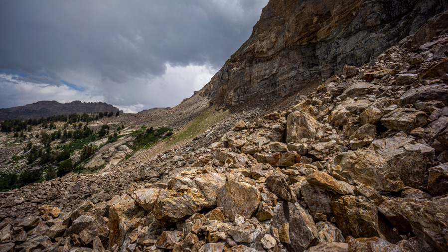 boulders below mountain ridgeline in ruby mountains