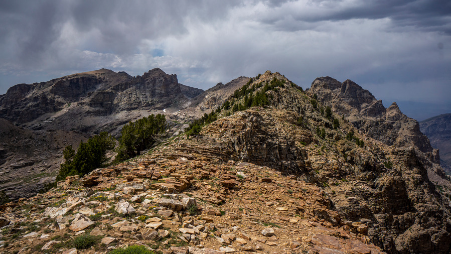 hikers view from ridgeline in ruby mountains