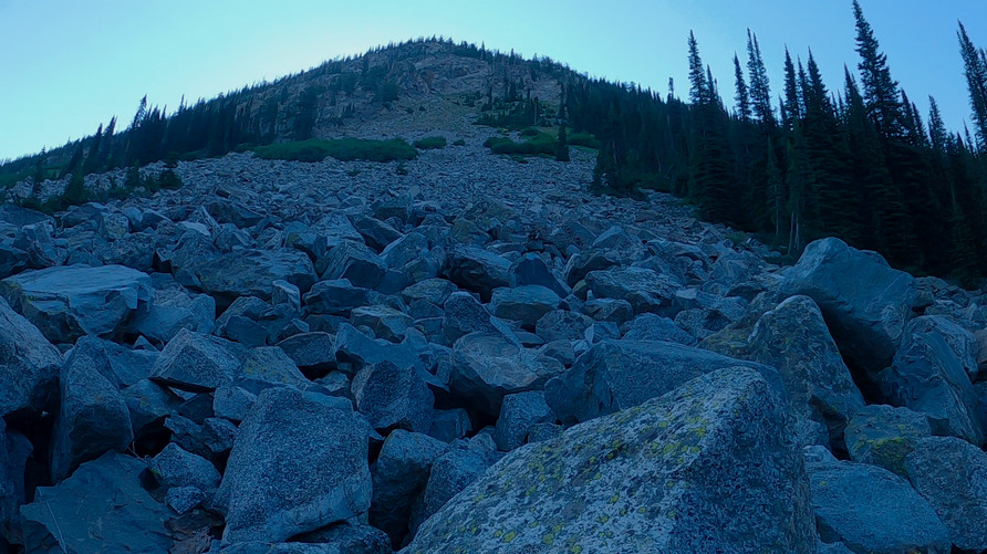 boulder field along lostine river mountainside