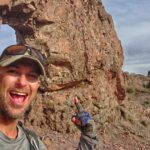 Hiker on Eagler’s Eye Summit, New Water Mountains, Arizona