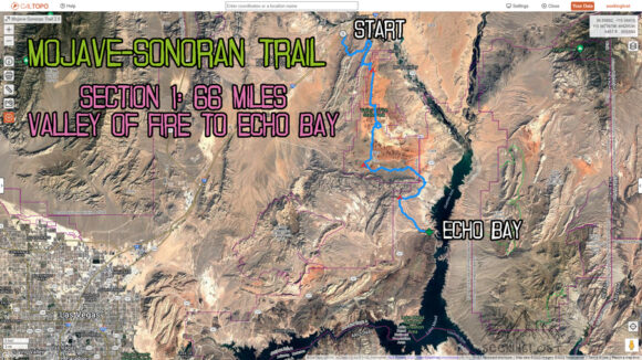 mojave sonoran trail thru hike map of section 1