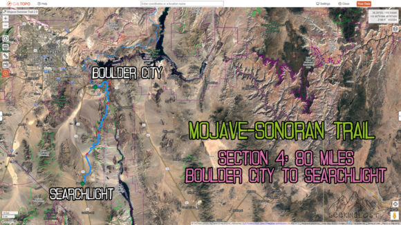 mojave sonoran trail thru hike map of section 4