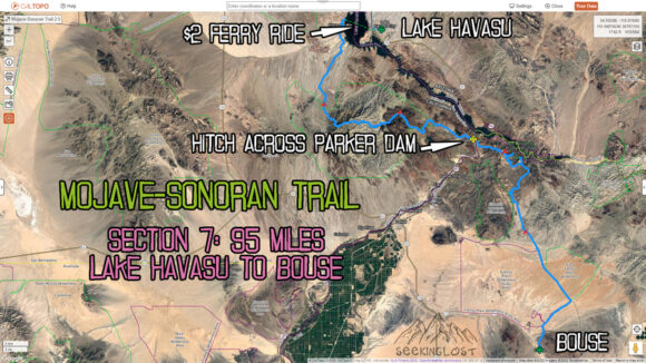 mojave sonoran trail thru hike map of section 7