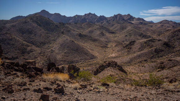 view of the cathedral peaks ridgeline in the black mountains, nevada