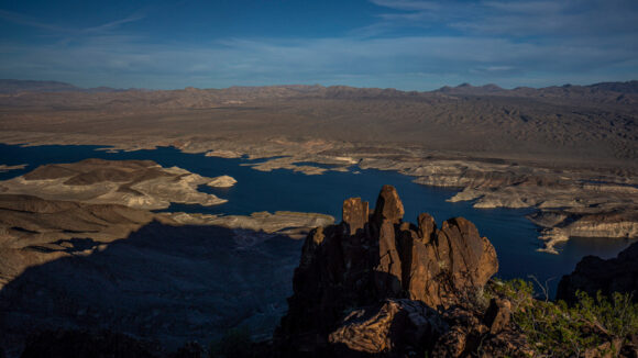 lake mead shadows from mountains