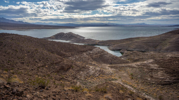 hiking along the rugged canyon shorelines of lake mead