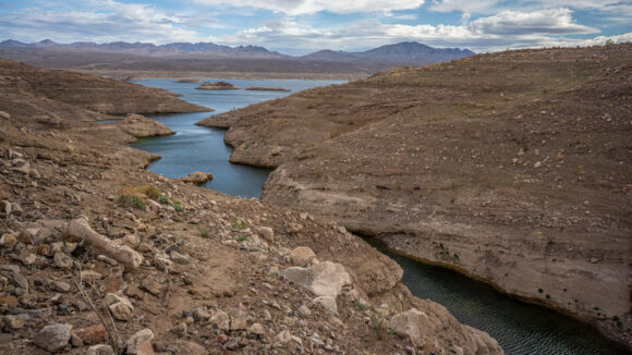 hiking along the rugged canyon shorelines of lake mead