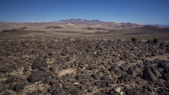 volcanic rocks on the summit of black mesa, lake mead, nevada