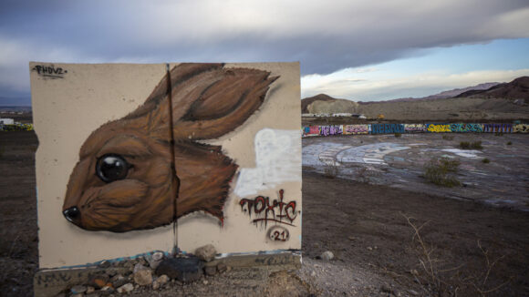 graffiti at the abandoned three kids mine outside of las vegas nevada