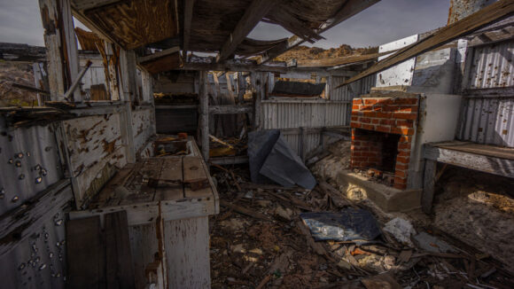 abandoned mining cabin near nelson ghost town nevada