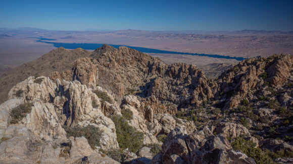 hikers view form the summit of spirit mountain, newberry range, nevada