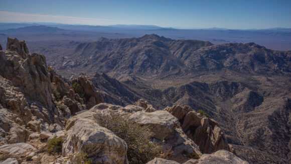 hikers view form the summit of spirit mountain, newberry range, nevada