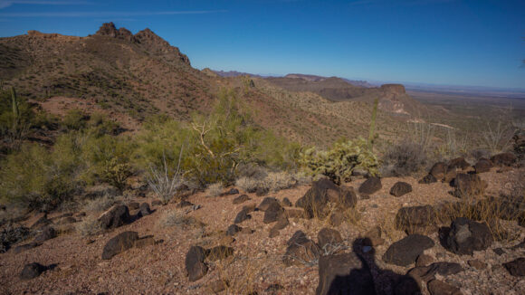 hiking ranegras plain to black mesa plamosa mountains arizona desert