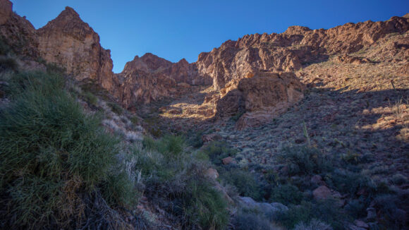 hiking to the summit of signal peak, high point of the kofa mountains arizona