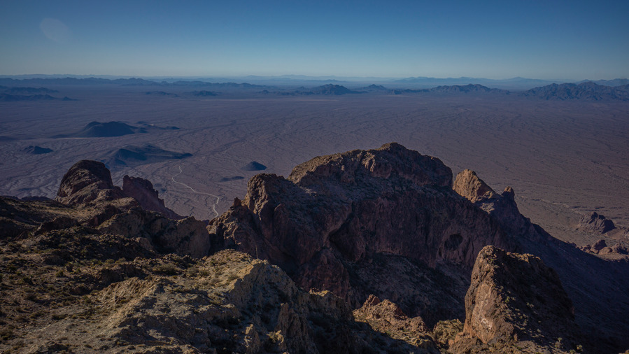 hiking to the summit of signal peak, high point of the kofa mountains arizona