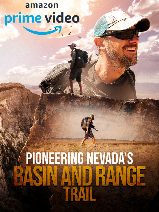 official movie poster for the 2021 film pioneering nevada's basin and range trail