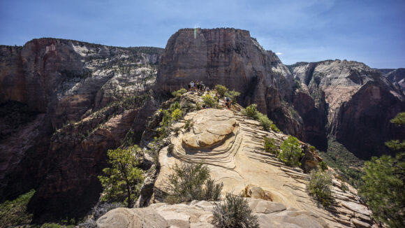 on the summit of angel's landing, zion national park