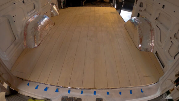 plywood subfloor in camper van build