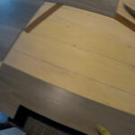 Chevy Astro Camper Van Build: A complicated piece to cut on the floor