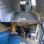 before and after phot of a chevy astro van conversion