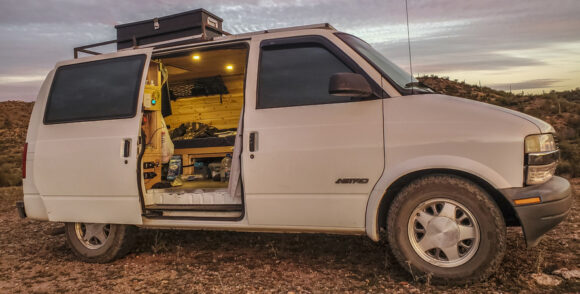 2000 chevy astro van converted into an off grid camper van for van life