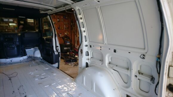 converting a chevy astro van into a camper van, stripping and cleaning the interior