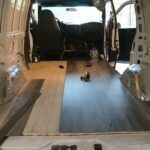 Chevy Astro Camper Van Build: Staggering vinyl planks flooring install