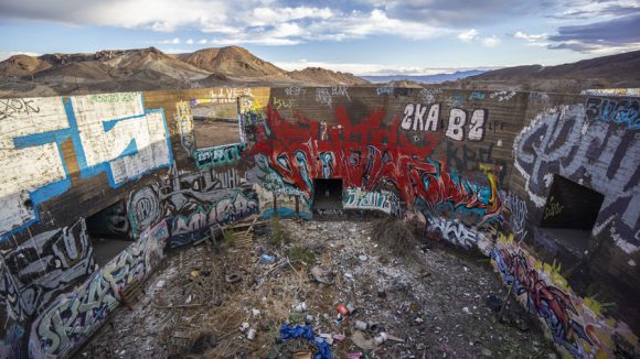 graffitii at the old three kids mine outside of las vegas